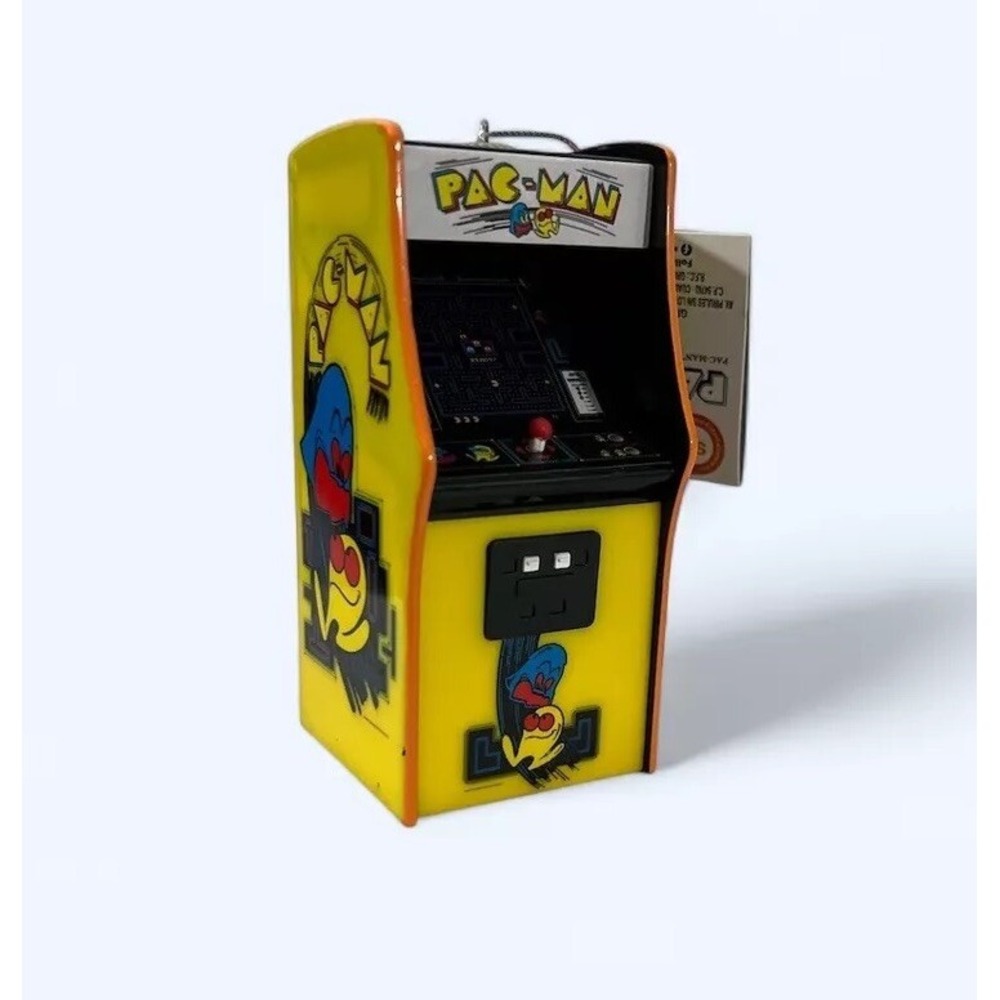 Pac-man Arcade Hanging Christmas Tree Ornament Yellow Black Size 4x2"